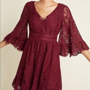 ModCloth Wine Lace Dress, Zip Back, Sz M